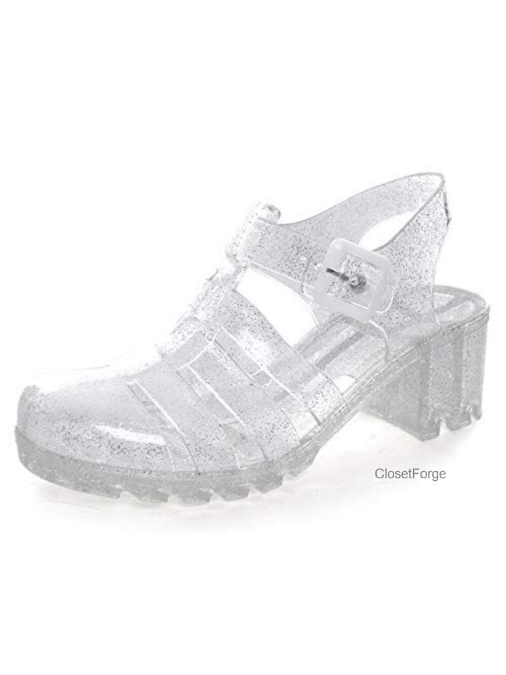 Crystal Jelly Heel Sandals Women Summer Beach Waterproof PVC Platform Strappy